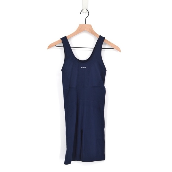 Alala Flex Bodysuit Sleeveless Ribbed Knit Yoga Pilates in Navy Blue S Romper - Picture 7 of 9